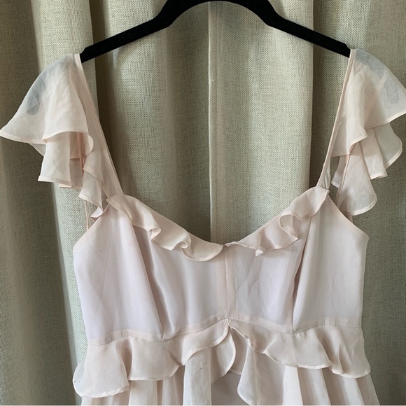 WAYF LONG RUFFLED SOFT PINK EVENING DRESS - Picture 6 of 13